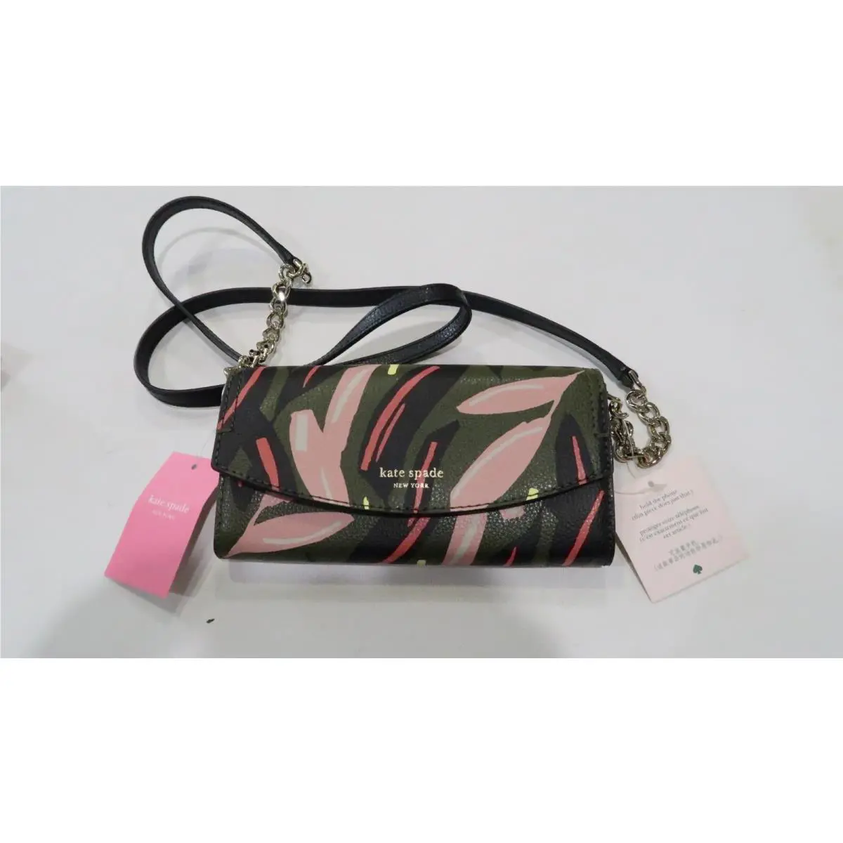 Kate Spade Wallet On A Chain Eva Modern Feather Greenmulti Crossbody