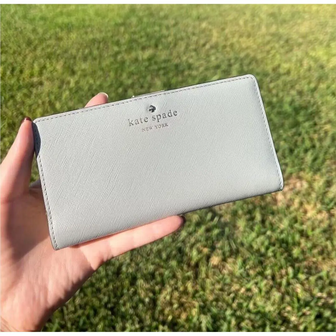 Kate Spade PWRU3443 Saffiano Leather Cherry Lane Stacy Wallet Bigsmoke Grey