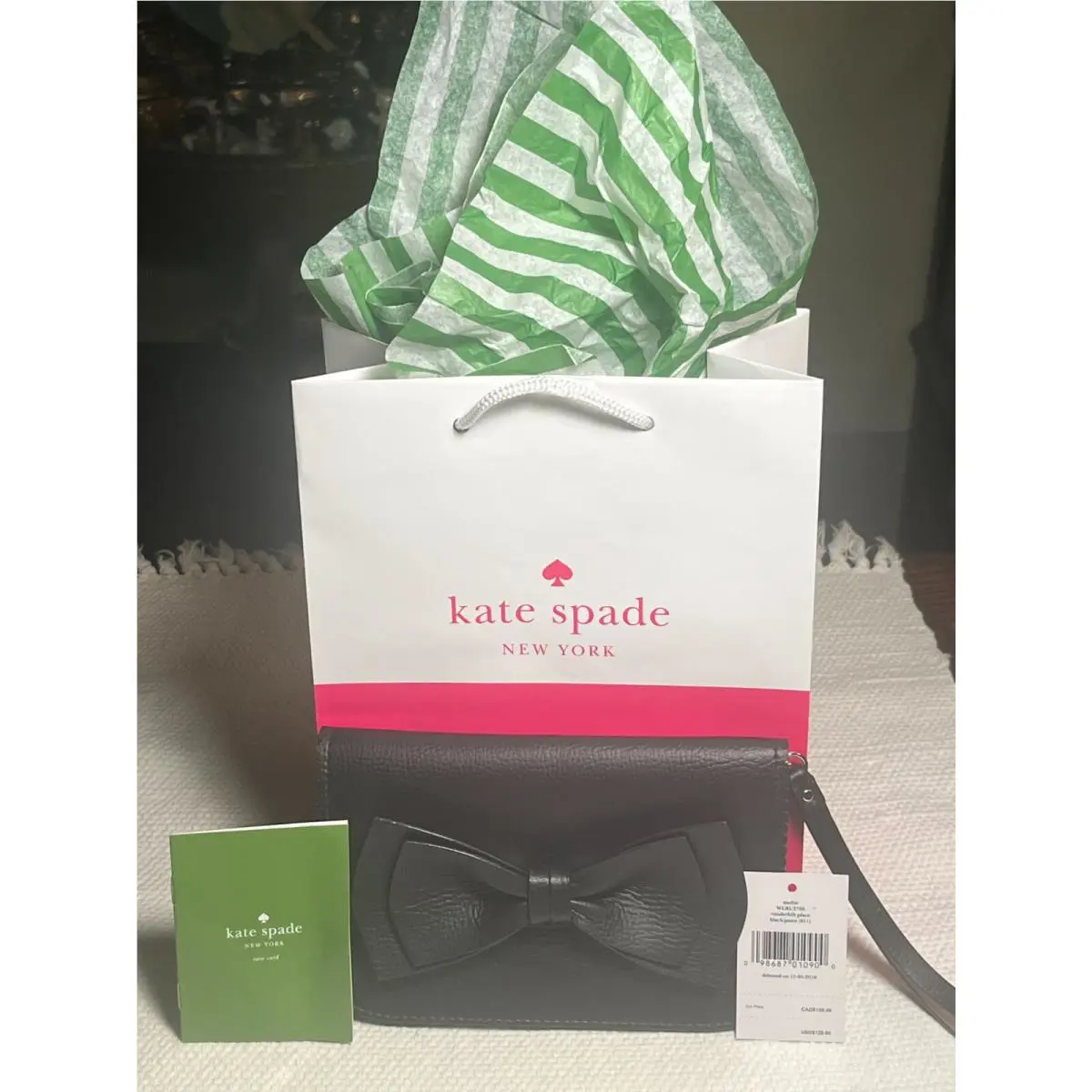 Black Bow Wristlet / Clutch Mollie Vanderbilt Place Gift Bag by Kate Spade