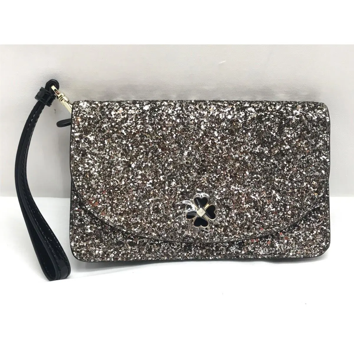 Kate Spade Small Multifunctional Wristlet Wallet Black Glitter NJL022929
