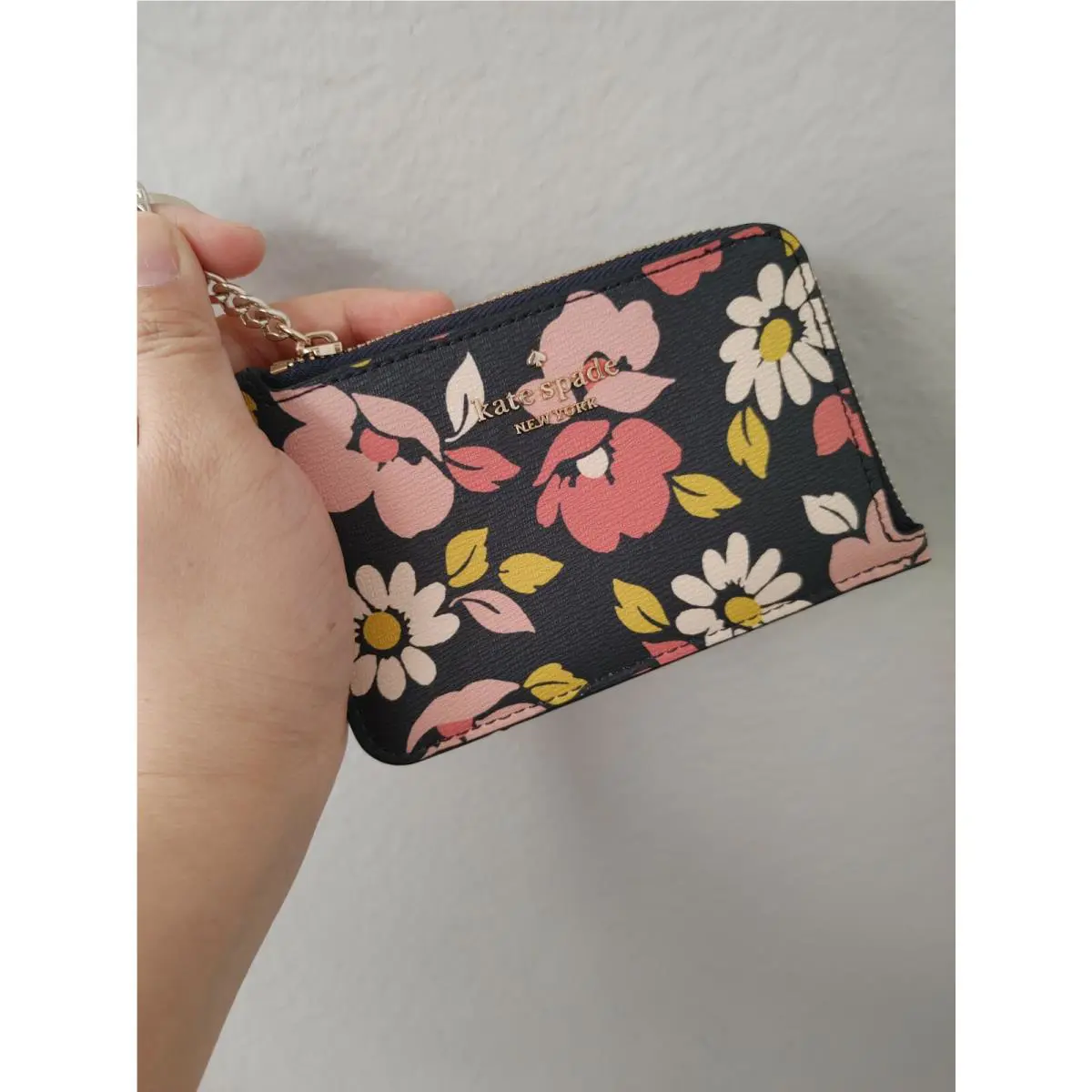 Kate Spade Road Trip Floral Medium L-zip Card Holder Blue Multi