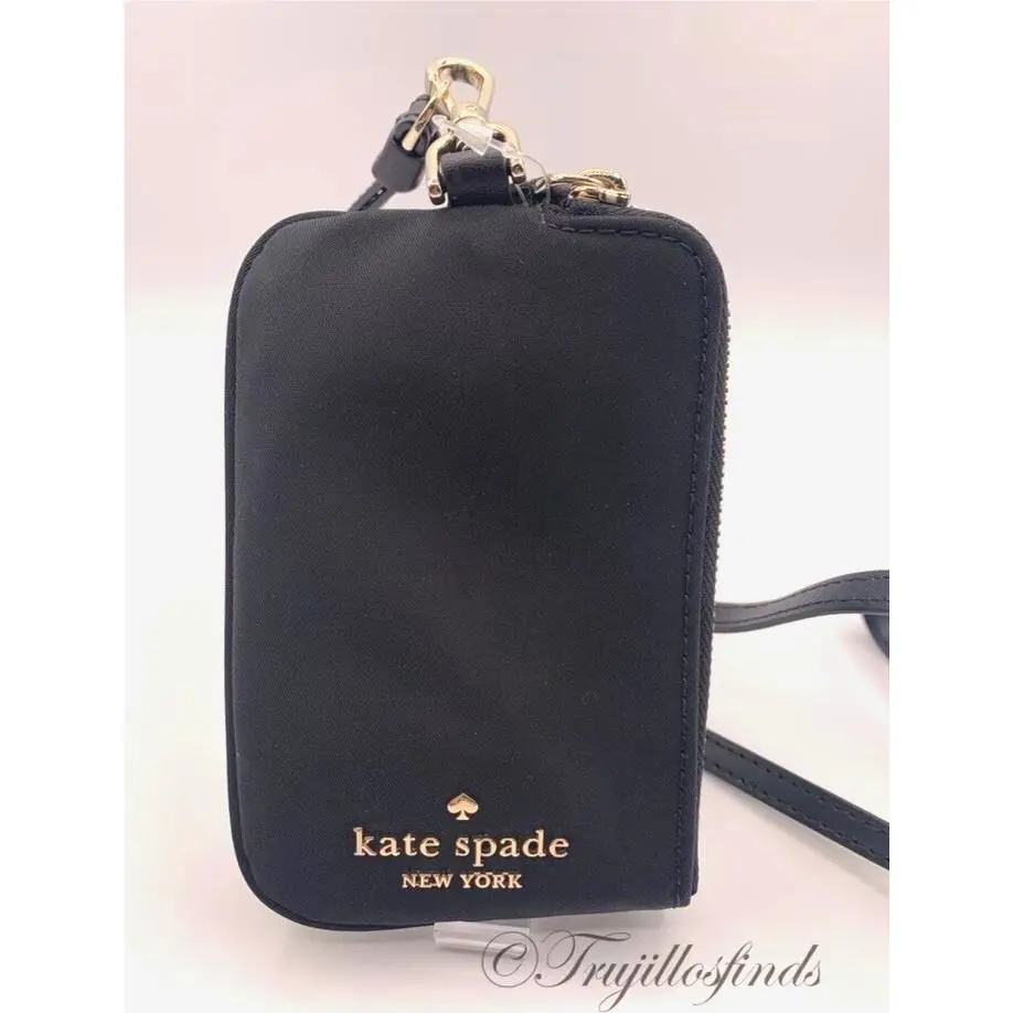 Kate Spade Chelsea Card Case Lanyard Black Nylon KC630 New
