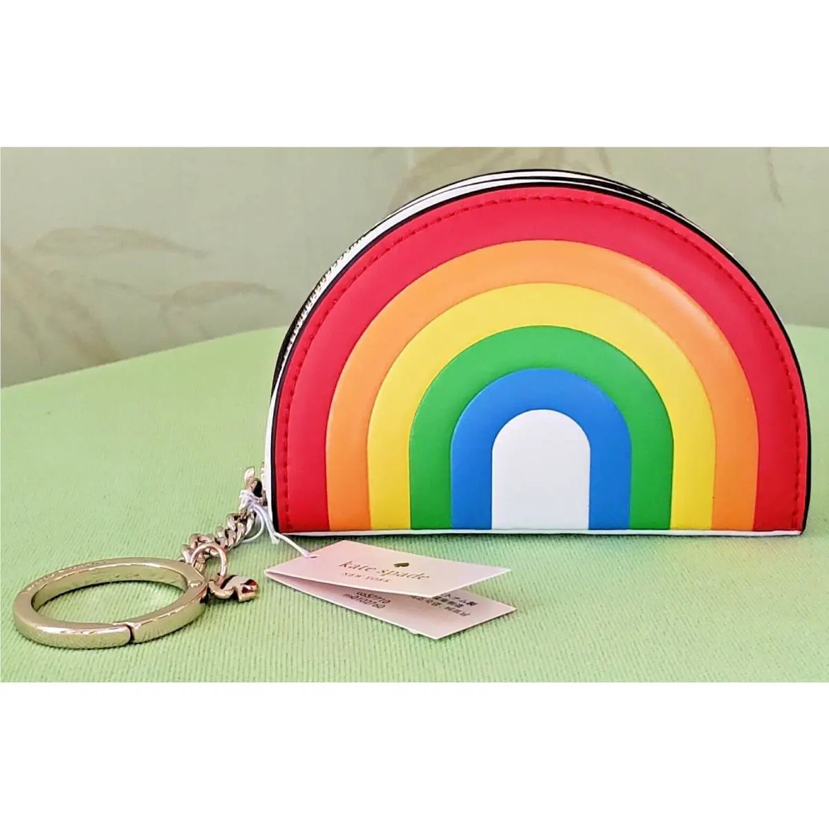 Kate Spade Rainbow Coin Case Key Fob Bag Charm:nwt Rainbow