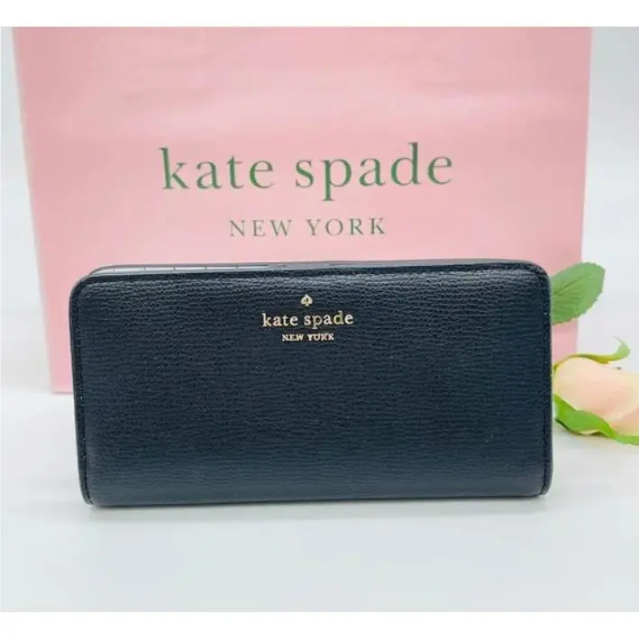 Kate Spade Darcy Large Slim Bifold Wallet Black Leather