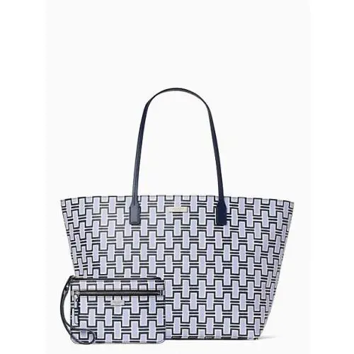 Kate Spade Margaretta Tote + Tinie Zip Wallet Shore Street Bag Set Forest Geo