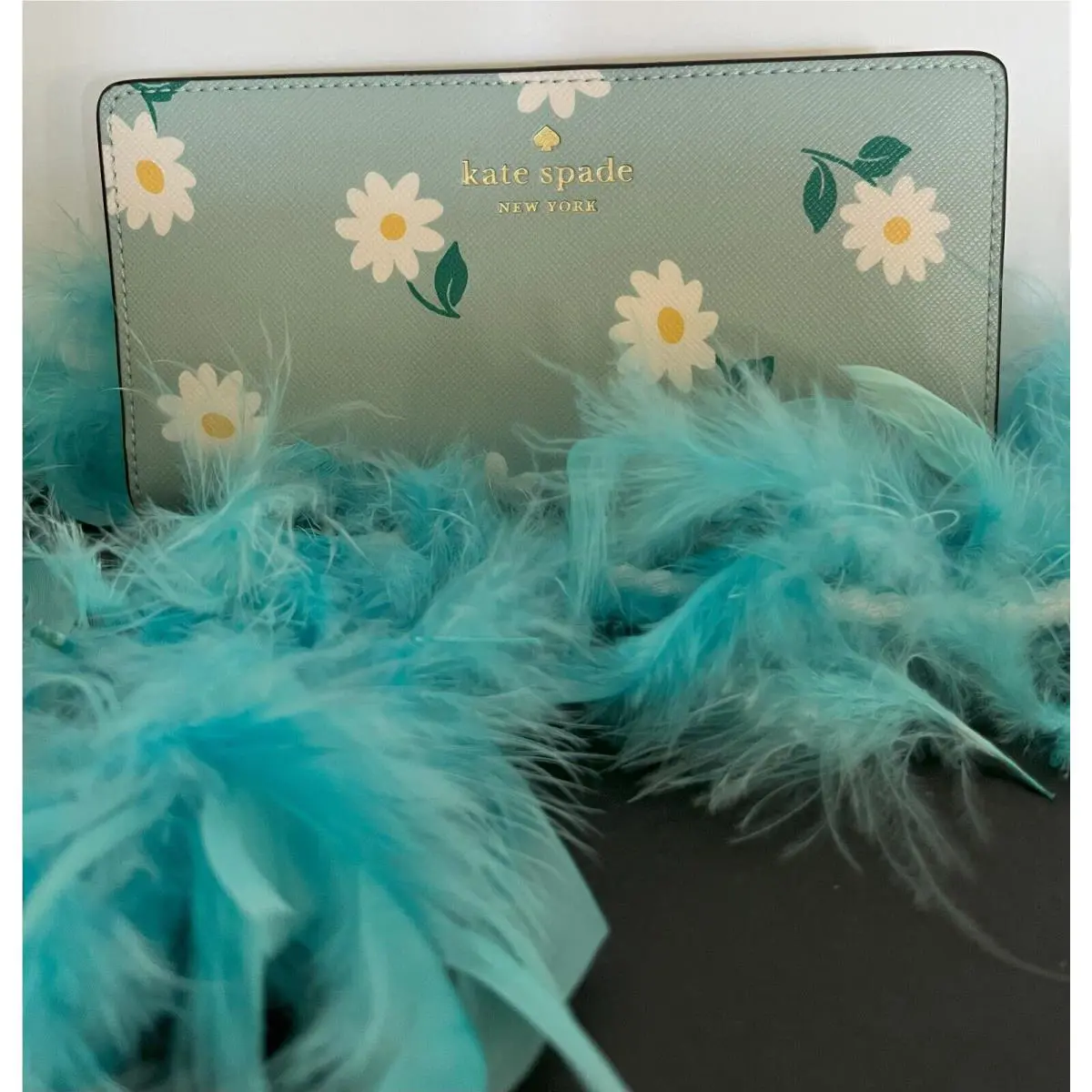 Kate Spade Embroidered Large Slim Bifold Wallet Aphrodite Green