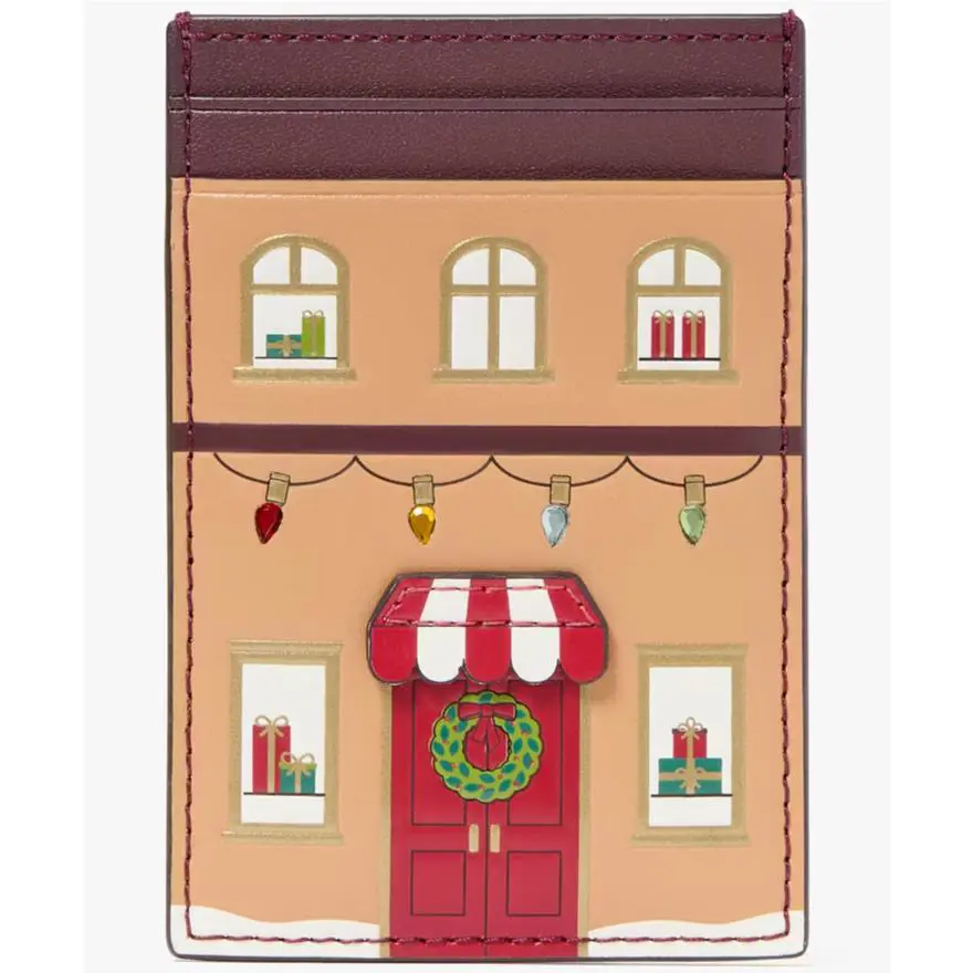 Kate Spade Gingerbread House Small Slim Leather Cardholder KJ072 Wallet