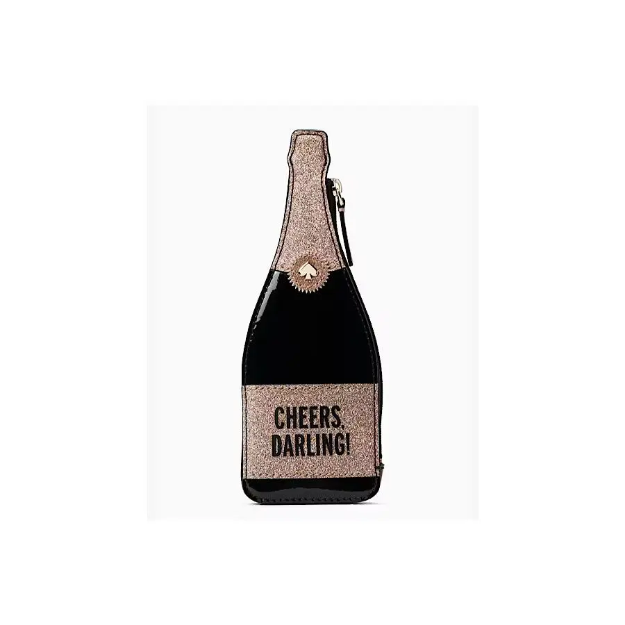 New Kate Spade Chestnut Street Cheers Darling Champagne Bottle Coin Purse