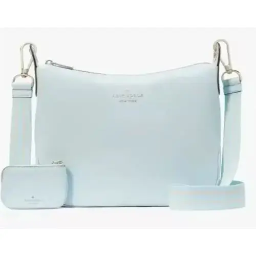 Kate Spade Rosie Larger Shoulder Bag Crossbody Coin Pouch LT Blue Leather Stripe