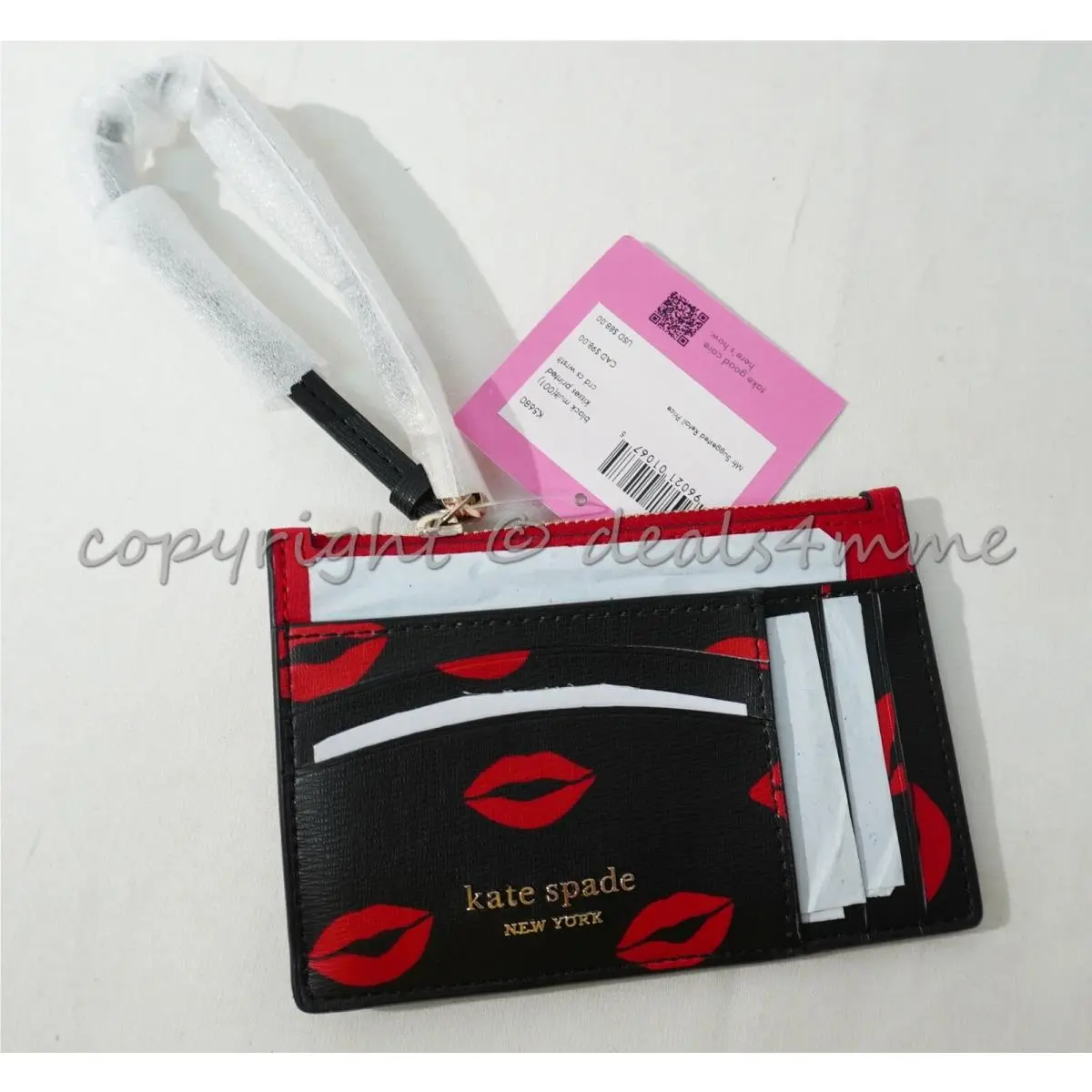 Kate Spade York K5680 Spencer Kisses Small Card Wallet/wristlet in Black