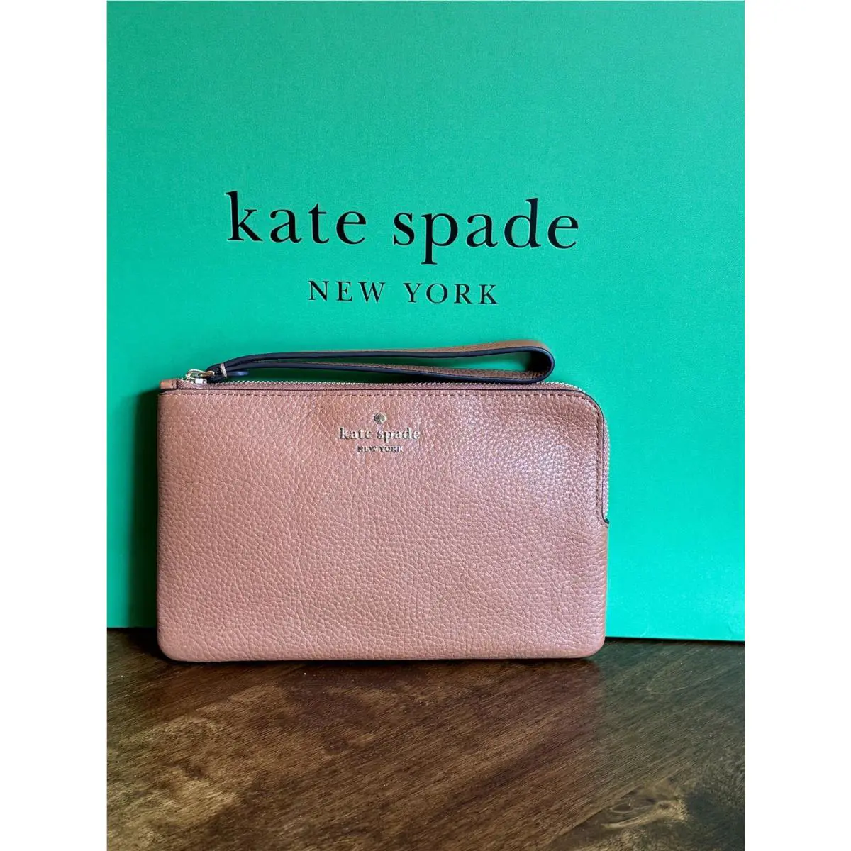Kate Spade Leila Medium L-zip Wristlet - Pebbled Leather - Warm Gingerbread