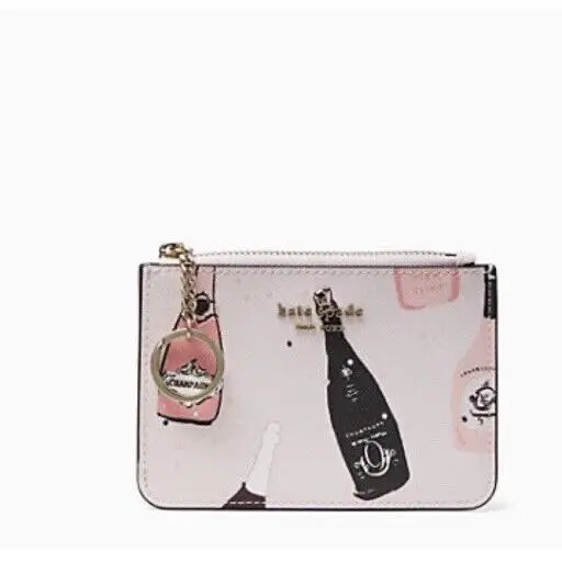 New  Laurel Way Bitsy Champagne Card Case Key Fob Pouch Wallet by Kate Spade