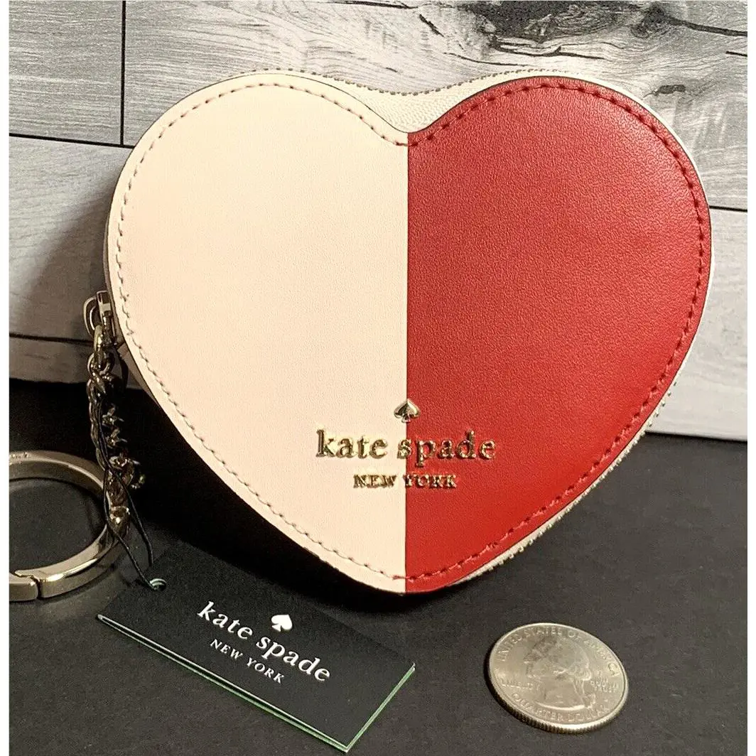 Kate Spade Spade Love Shack Pink Red Coin Case Key Ring KA515