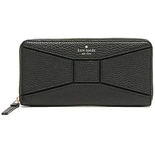 Kate Spade Neda Bridge Place Black Leather Zippered Wallet New