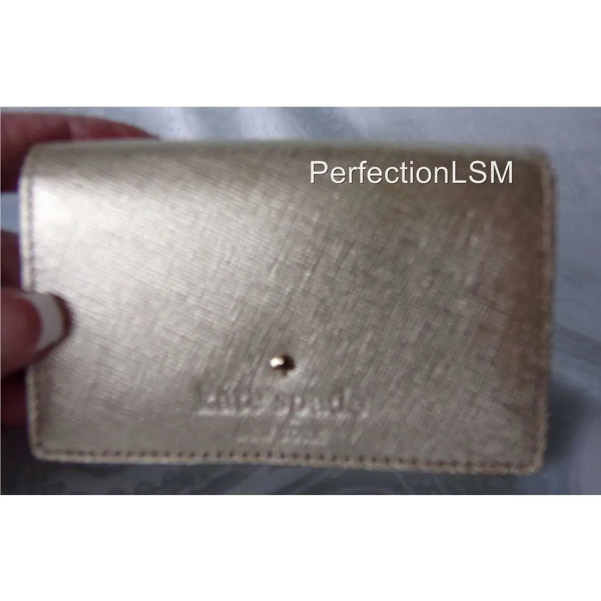 Kate Spade Mikas Pond Christine in Gold Saffiano Leather with