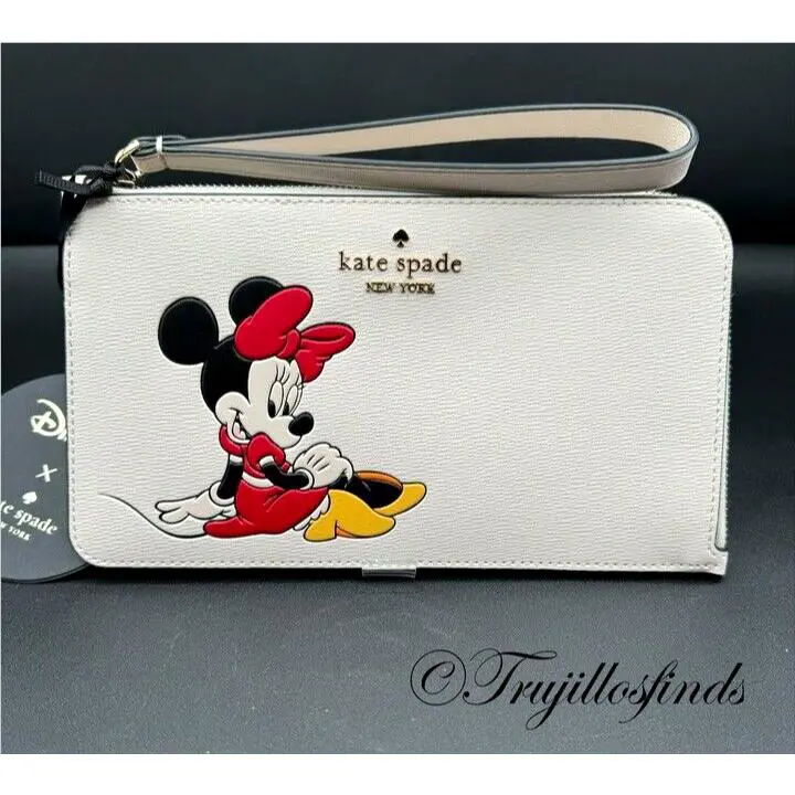 Kate Spade X Disney Minnie Medium L-zip Wristlet KG659 New