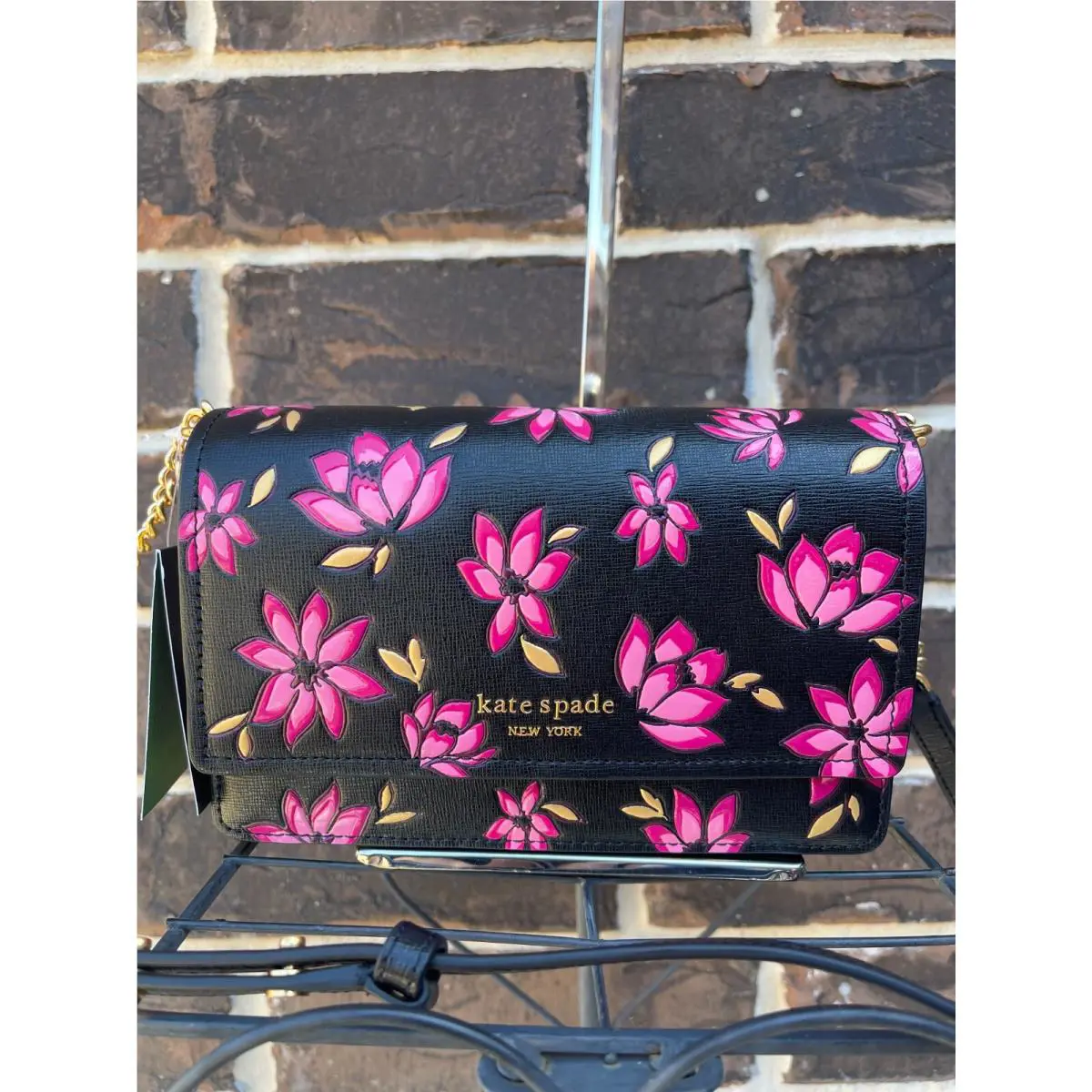 Kate Spade Morgan Winter Blooms Emboss Saffiano Lthr Flap Chain Crossbody