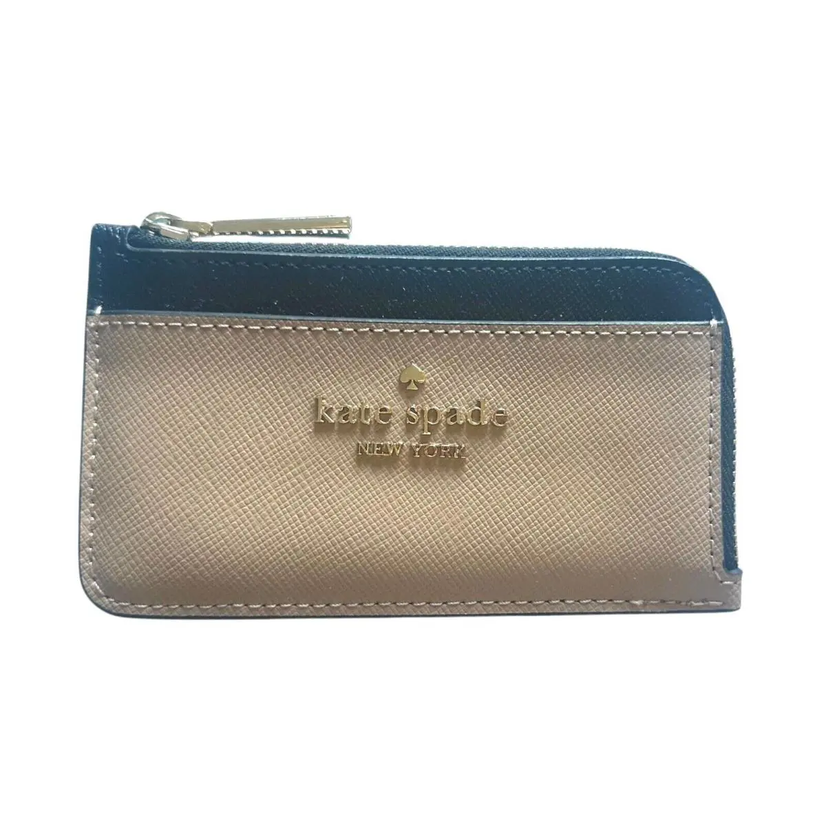 Kate Spade Madison Color Block Saffiano Small Wallet- Card Slots-brown Black