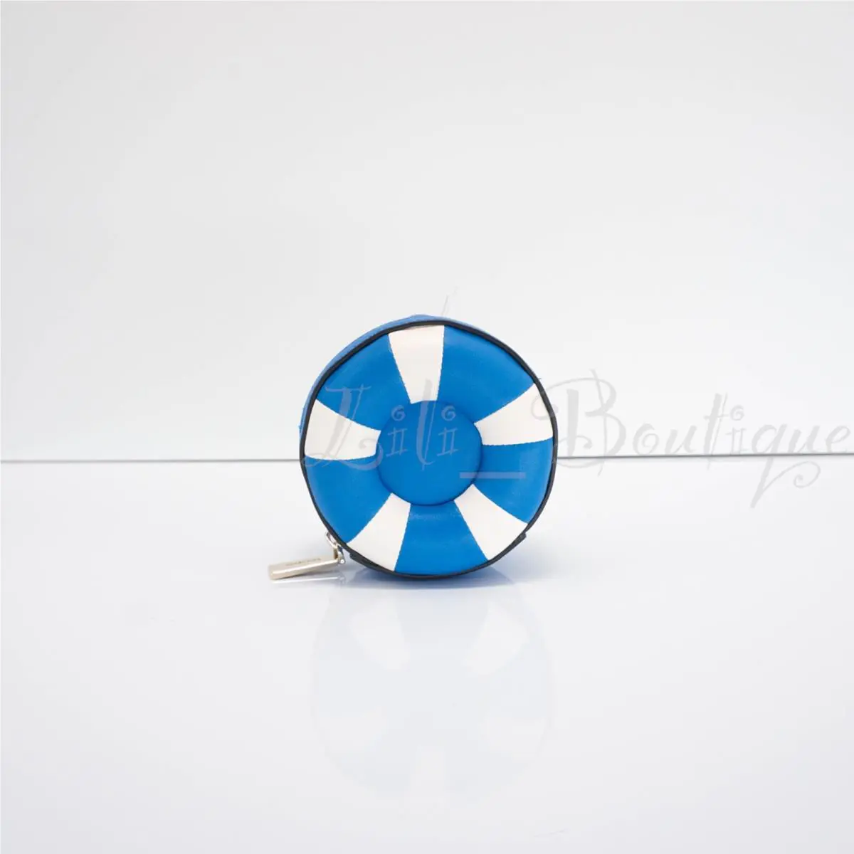 Kate Spade K7159 Pool Float Key Chain Ziparound Coin Case Leather Blue White