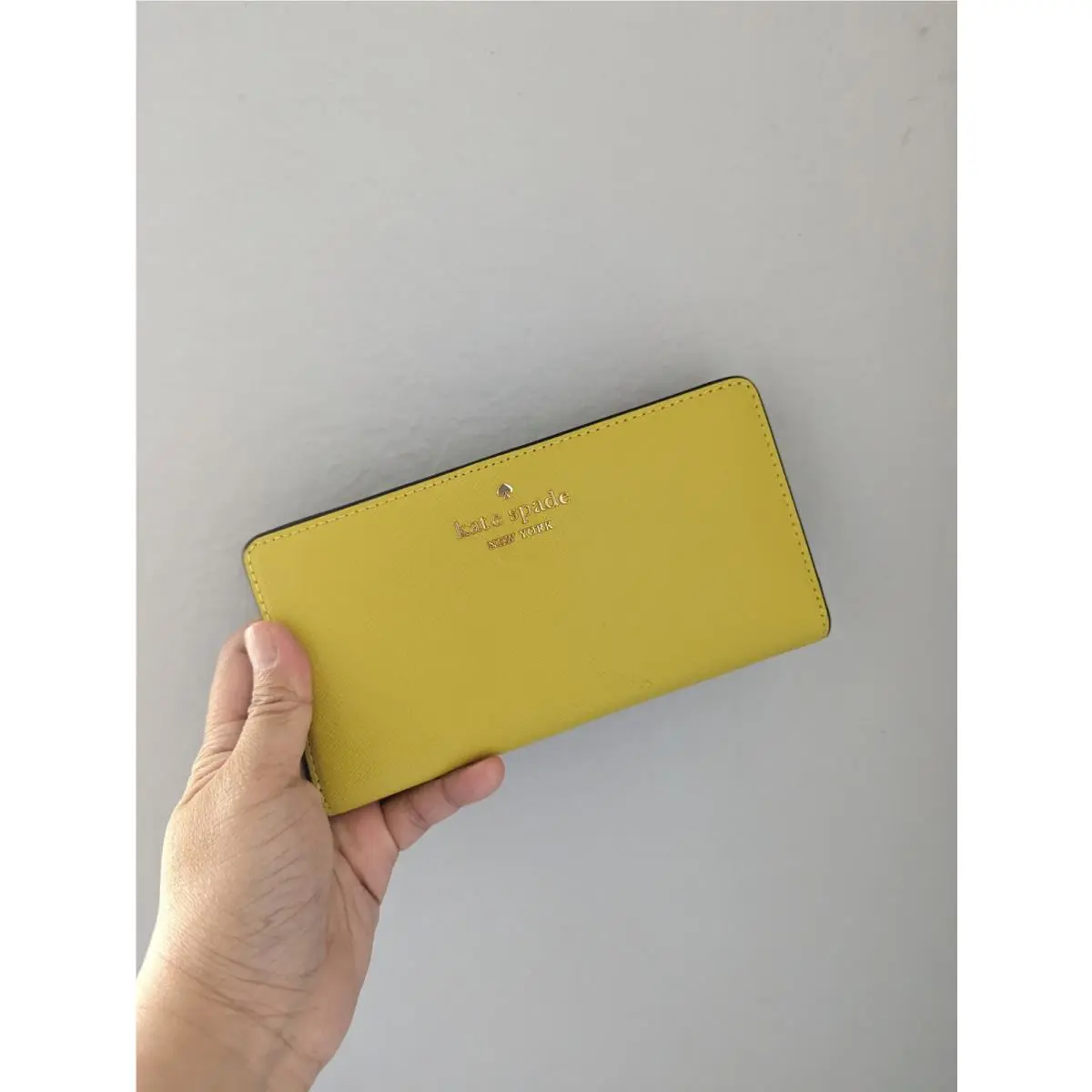 Kate Spade KC579 Madison Large Slim Bifold Leather Wallet In Lime Slice