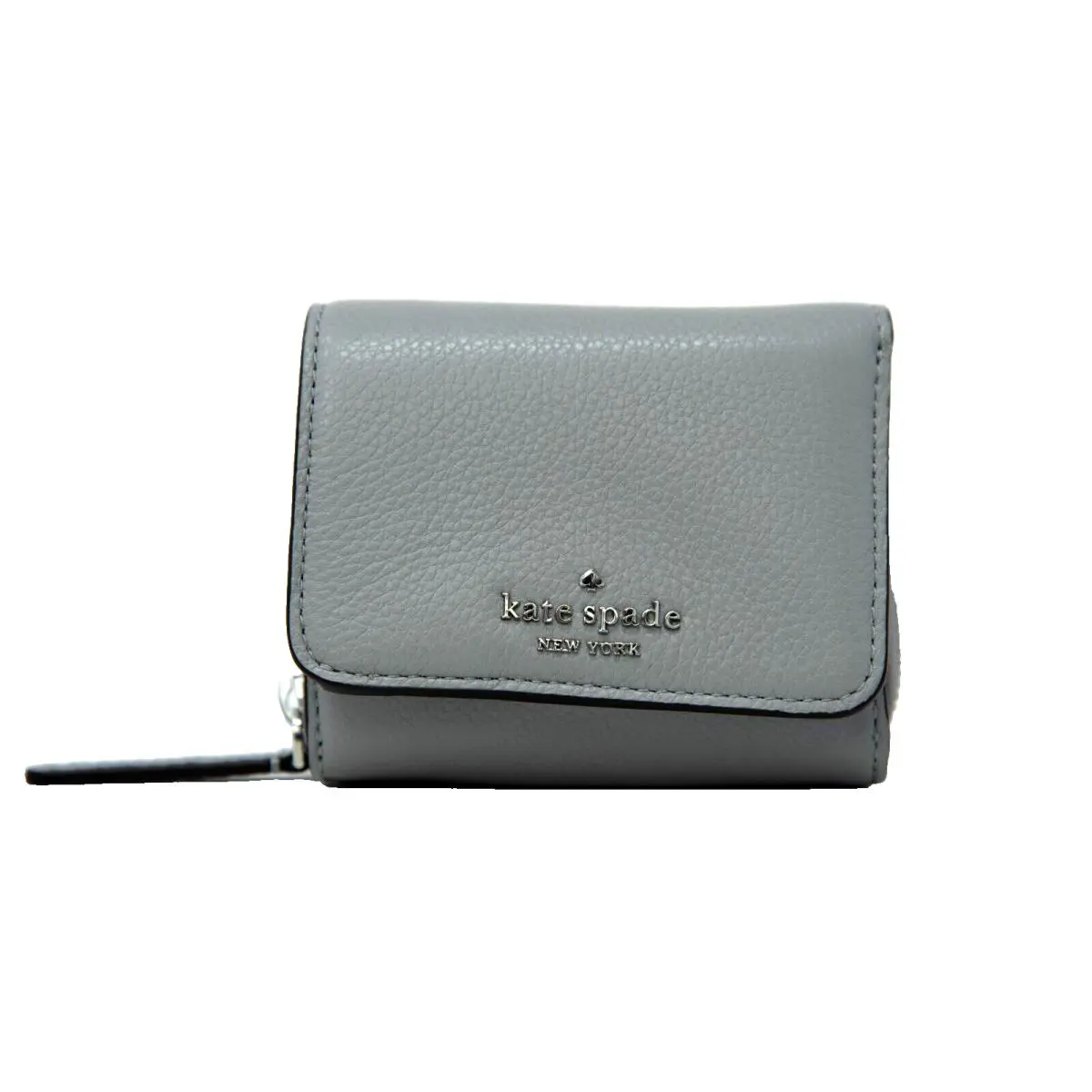Kate Spade Jackson Trifold Wallet Nimbus Grey Pebble Leather