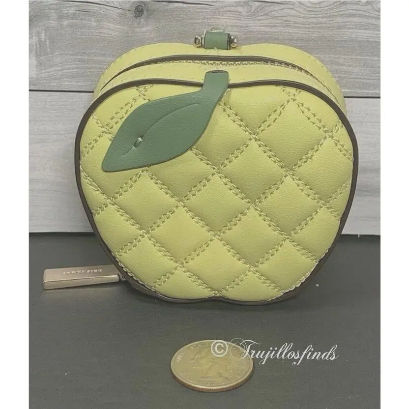 Kate Spade Other Honeycrisp Apple Coin Purse Keychain Quilted Leather Green New