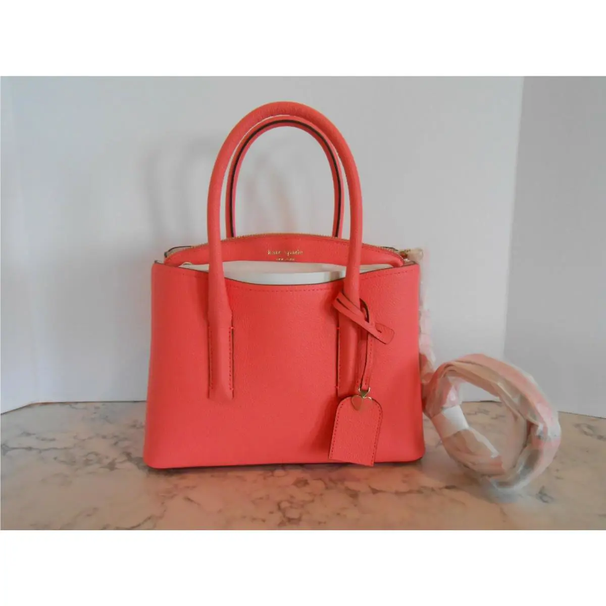 New Kate Spade New York Margaux Pebbled Leather Medium Satchel Lychee