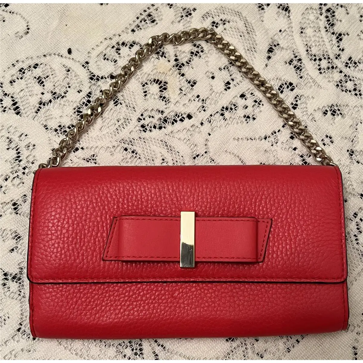 Kate Spade Milou Parchment Drive Chain Clutch Wallet WLRU2541
