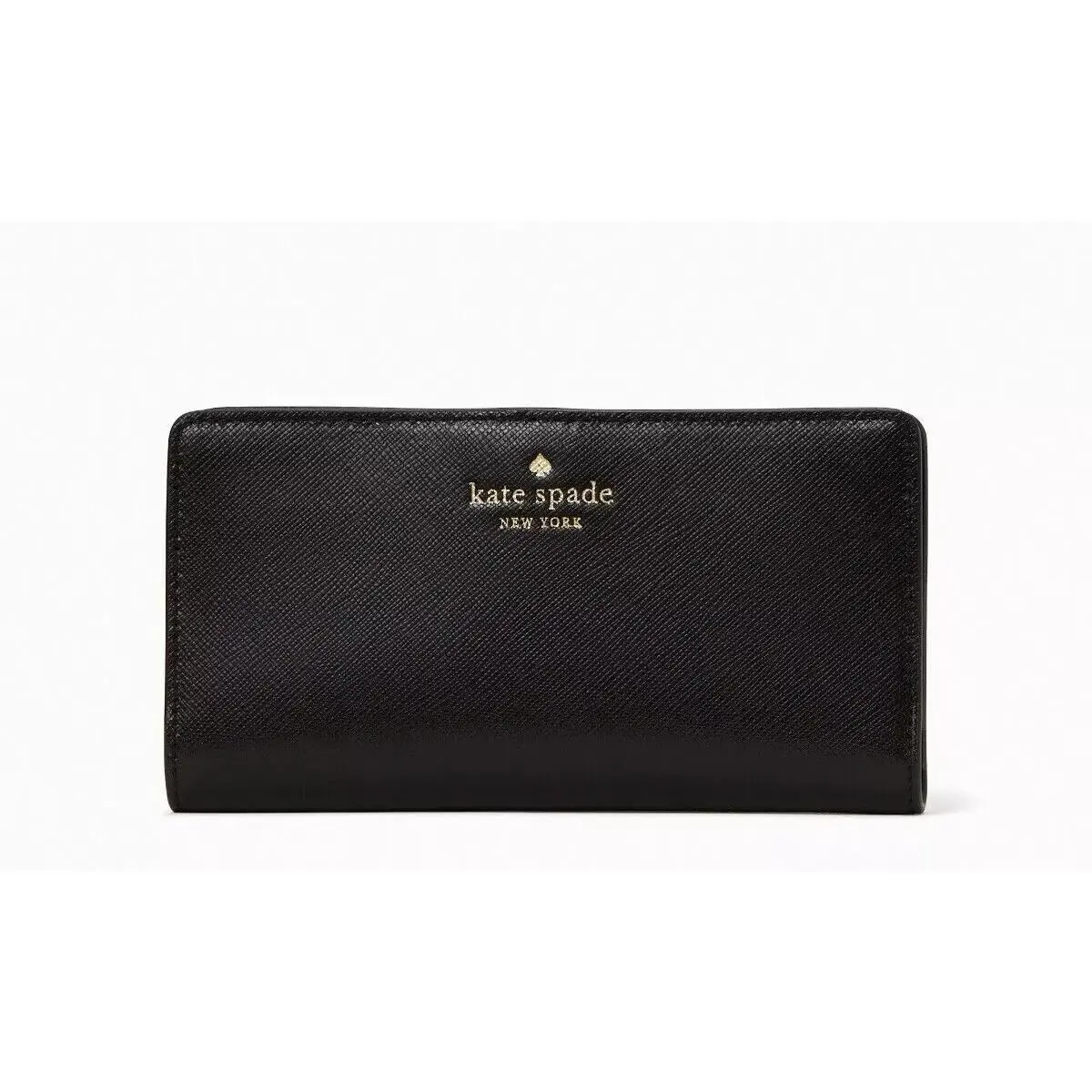 New Kate Spade Women`s Jana Saffiano Leather Slim Bifold Wallet Bag- Black