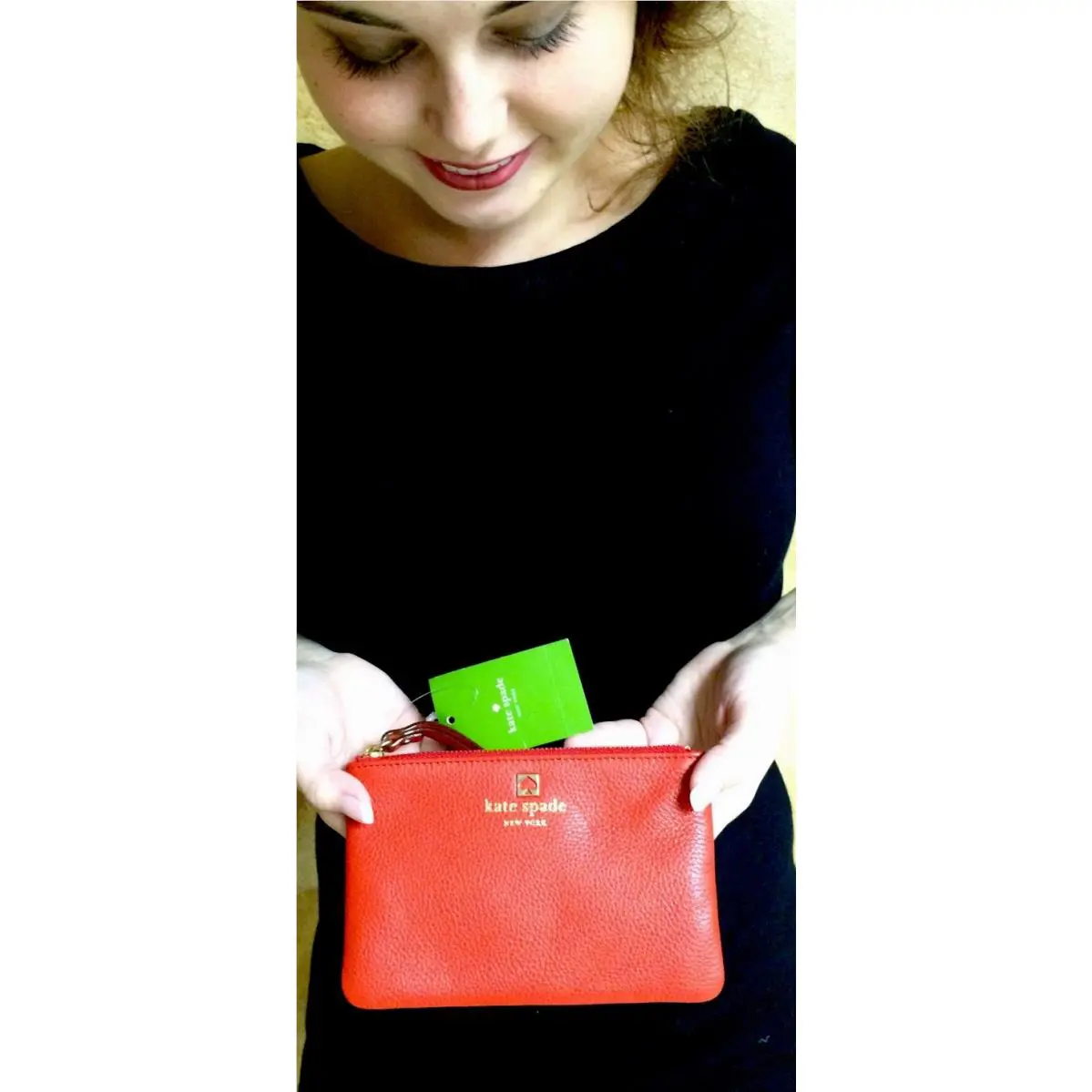 Kate Spade York Bee Persimmon Red Grant Park Wallet Wristlet