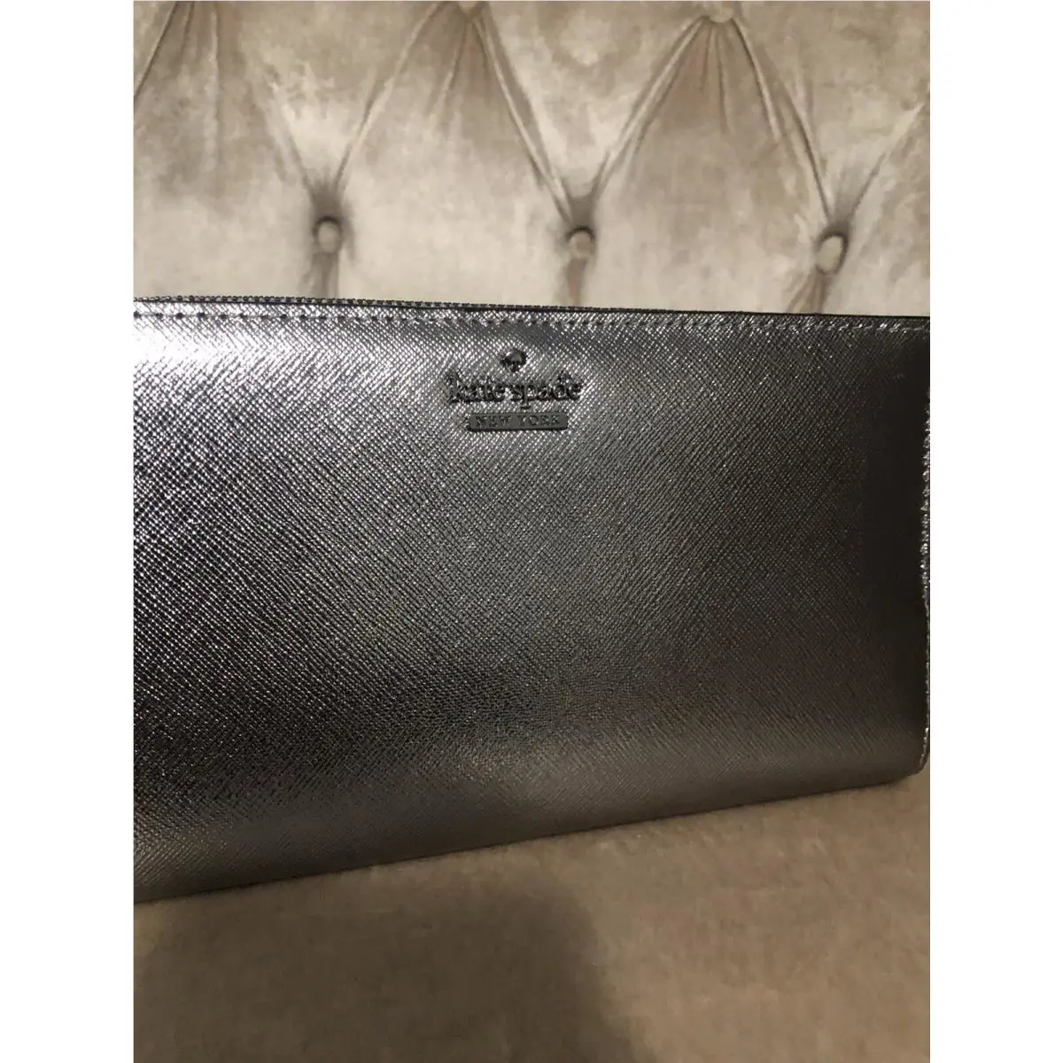 Kate Spade Cameron Street Eliza Wristlet Wallet Clutch Purse Silver Anthraci