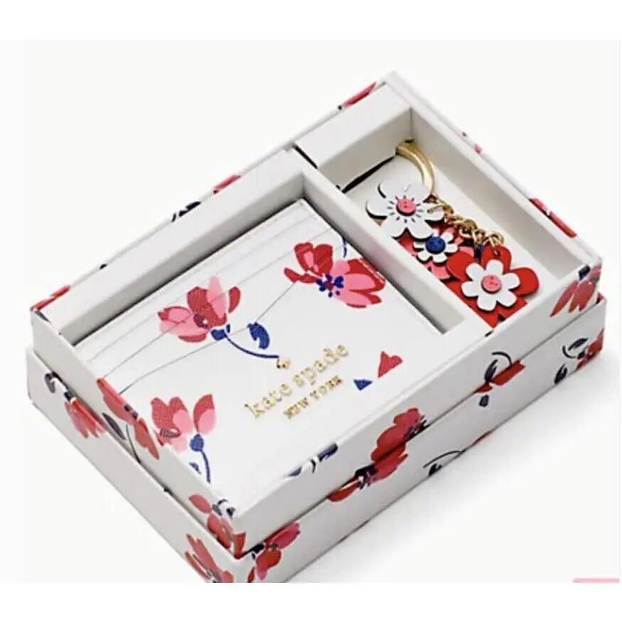 Kate Spade Staci Tea Garden Toss Card Holder W/key Chain Fob Charms