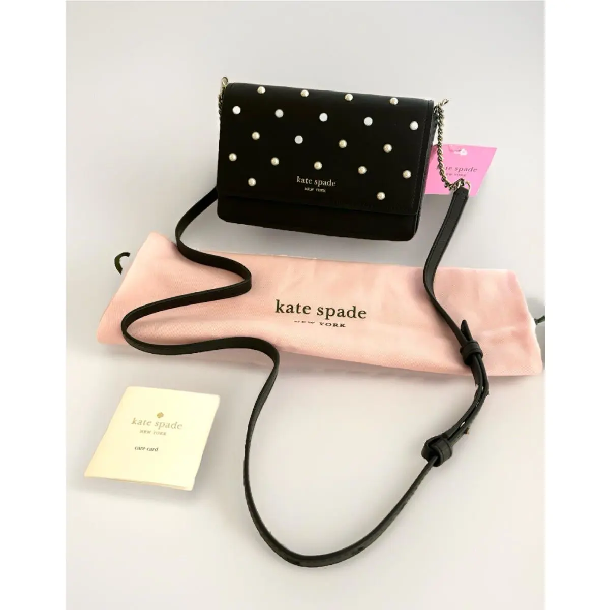 Kate Spade Pearl-embellished Leather Chain Wallet