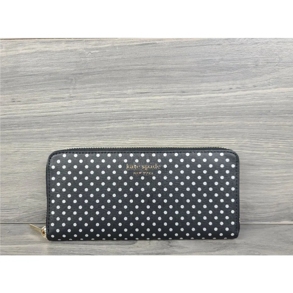 Kate Spade Wallet Spencer Metallic Dots Slim Continental Clutch Black