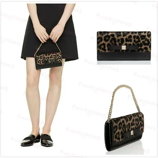 Kate Spade Rivas Street Haircalf Milou Leopard Purse Clutch WLRU2327