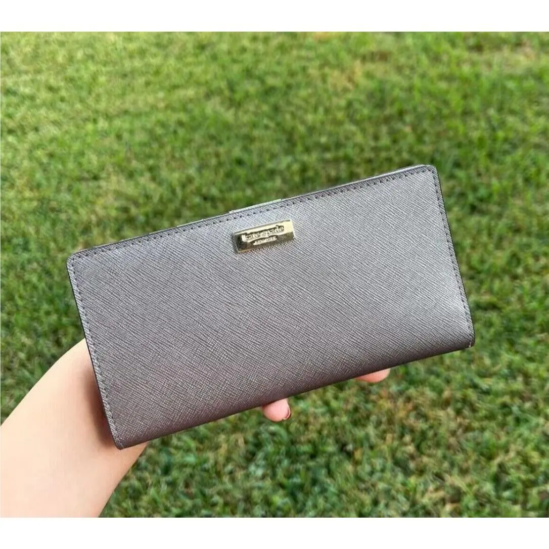 Kate Spade Cherry Lane Leather Wallet WLRU1601 Anthracite Bifold Wallet