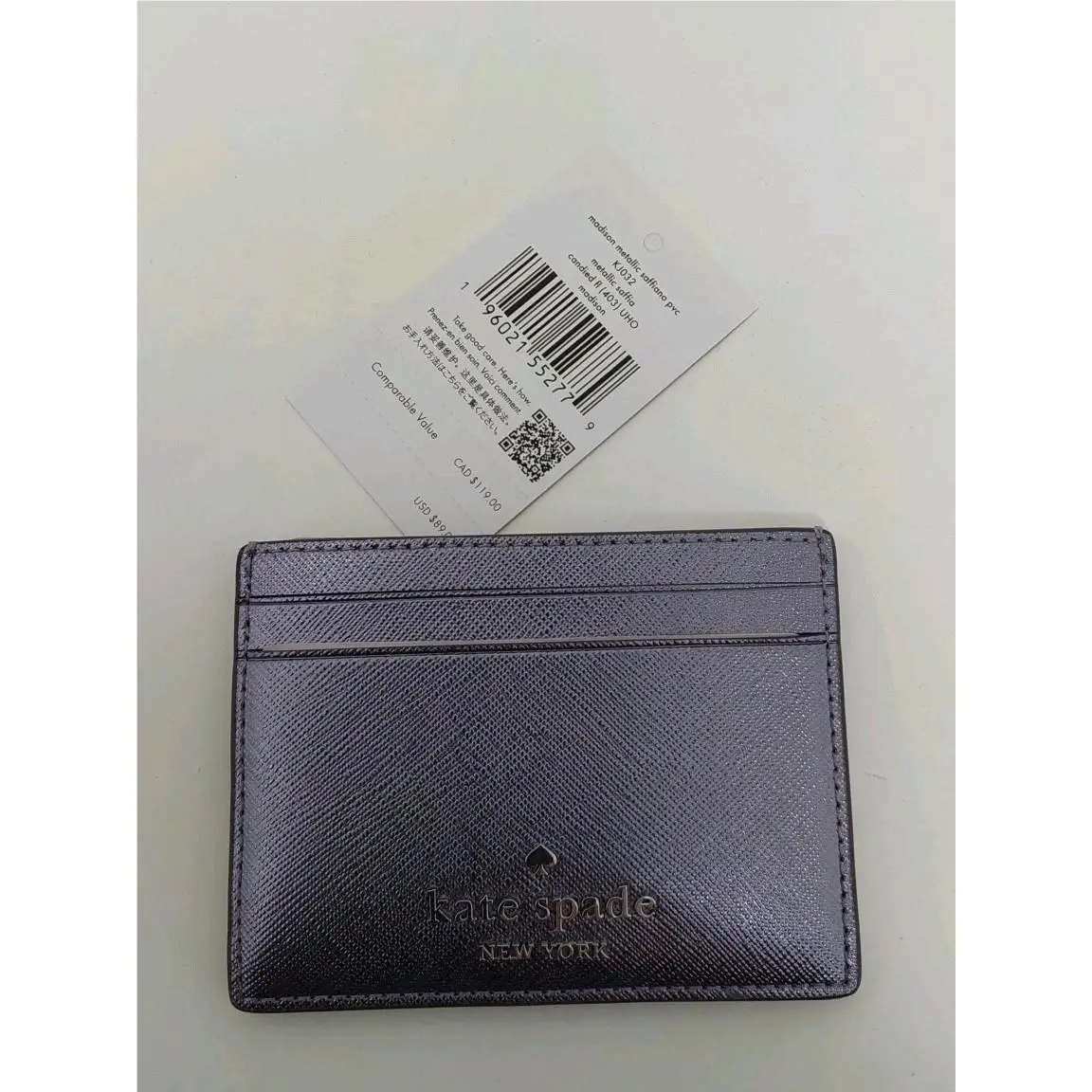 Kate Spade Small Slim Card Holder KJ032 Madison Metalic Retail