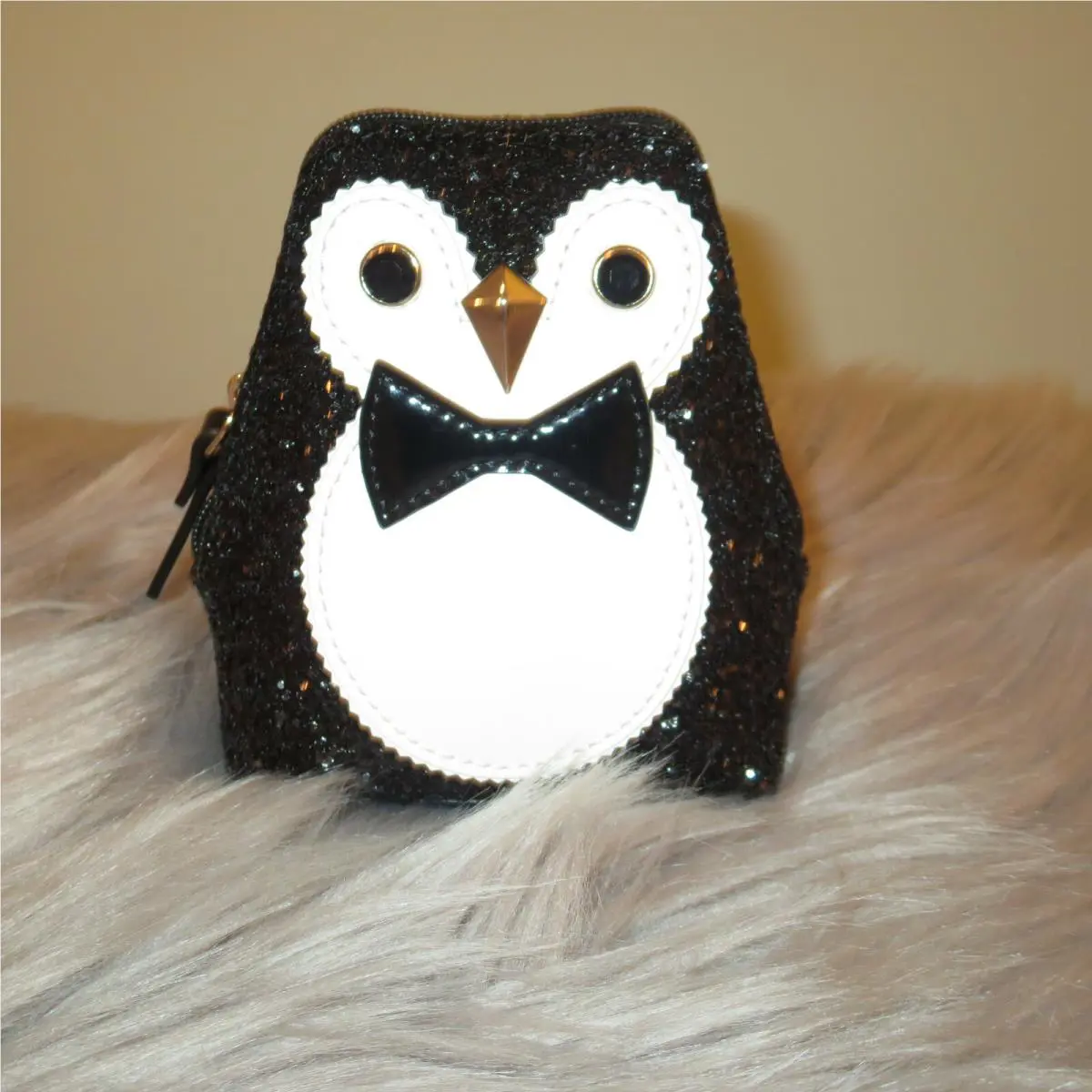 Kate Spade Clifton Lane Black Sequin Penguin Coin Purse