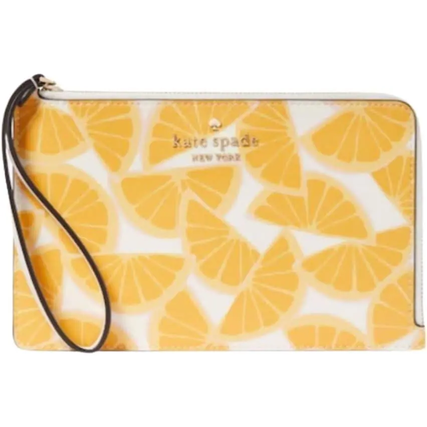New Kate Spade Staci Orange Toss Medium L-zip Wristlet