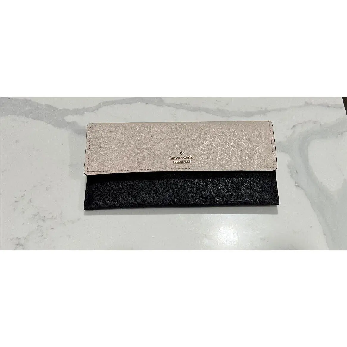 Kate Spade Cameron Street Harling Clutch Wallet Black Tan Bi Fold
