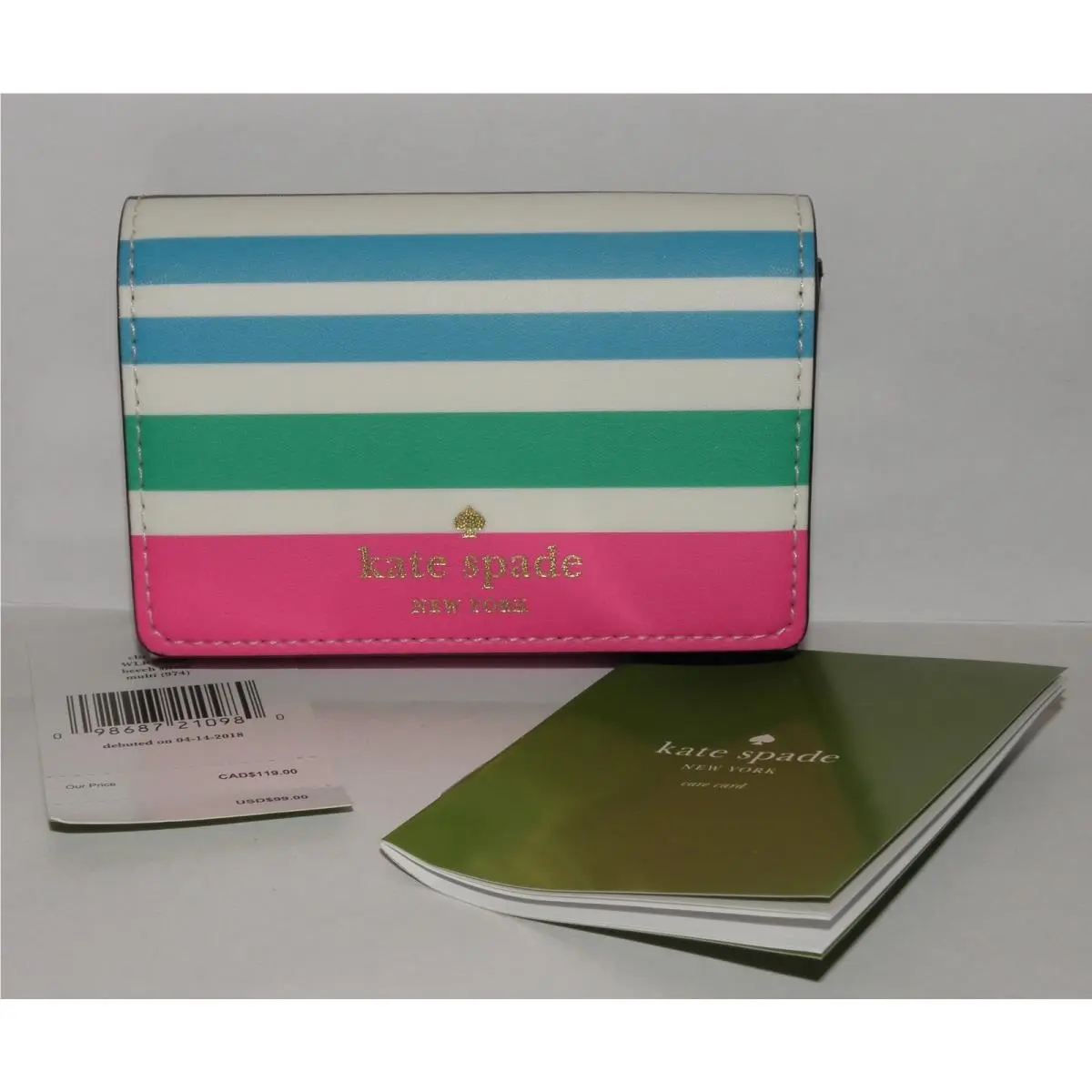 Kate Spade Beech Street Christine Multi 974 Striped Mini Wallet WLRU4920