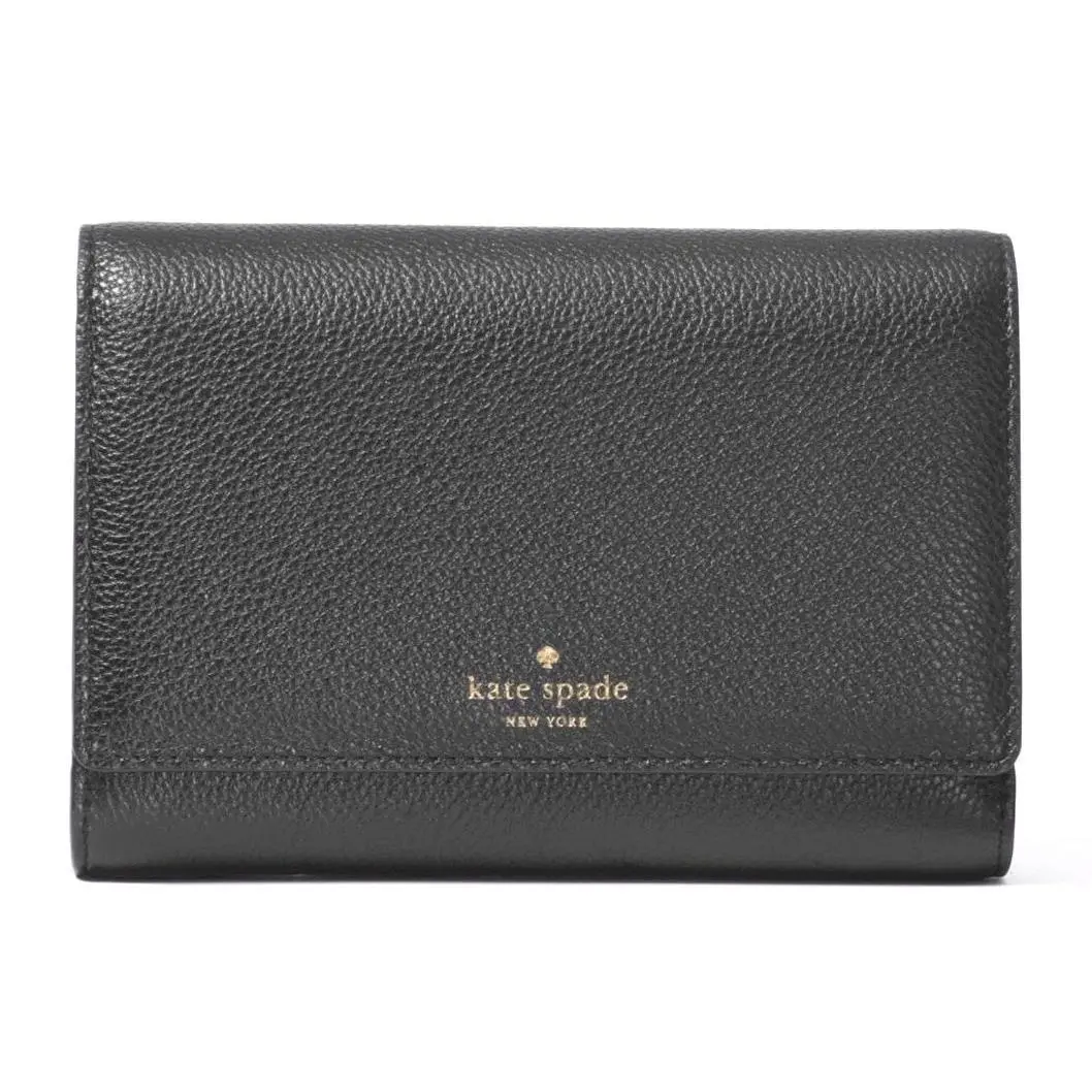 Kate Spade York Grey Street Callie Pebele Leather Trifold Wallet Black
