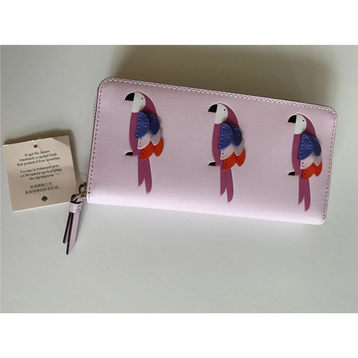 Kate Spade Flock Party Continental Wallet Parrot Pink Leather