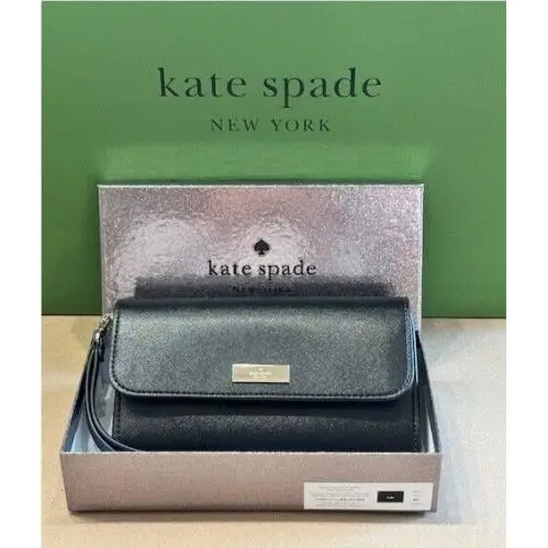 Kate Spade Kenzie Boxed Medium Flap Phone Wristlet In Black KK044