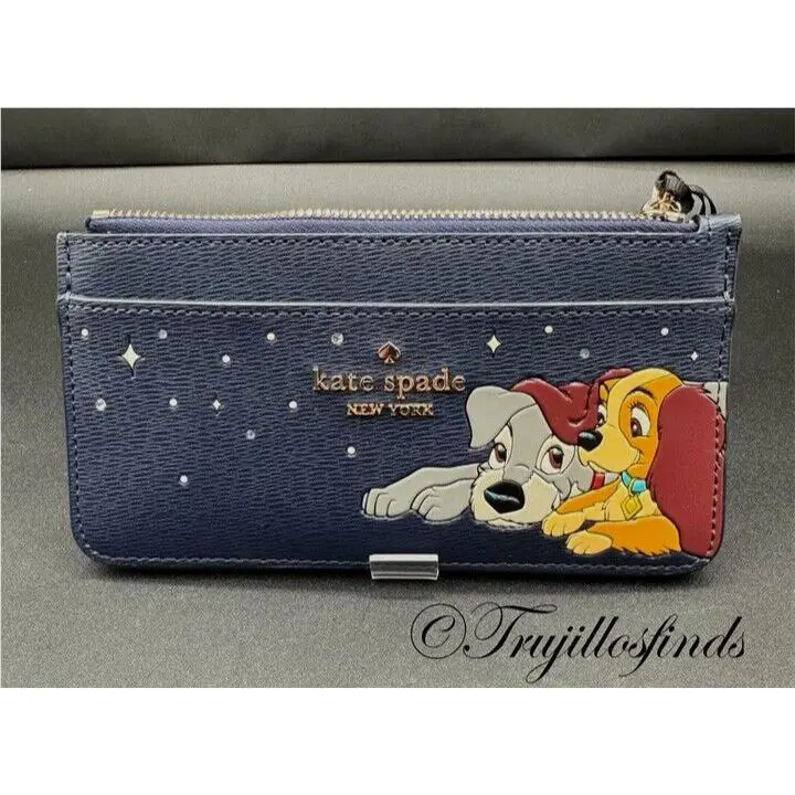 Kate Spade Disney Lady and The Tramp Large Slim Card Holder Wallet KH620 New