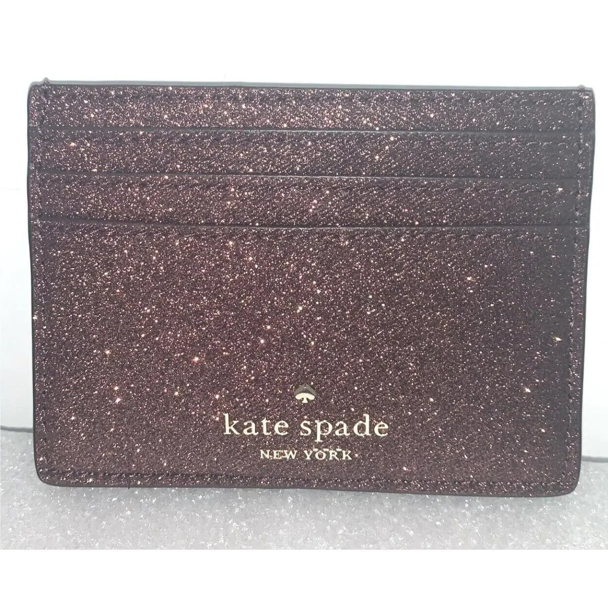 Kate Spade Boxed Small Slim Card Holder Deep Nova Glitter K4712 New