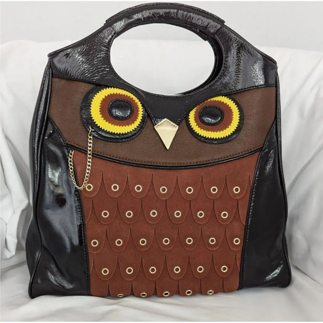 Kate Spade Maximillian Owl Brown Patent Leather Brown Suede-nwt-rp