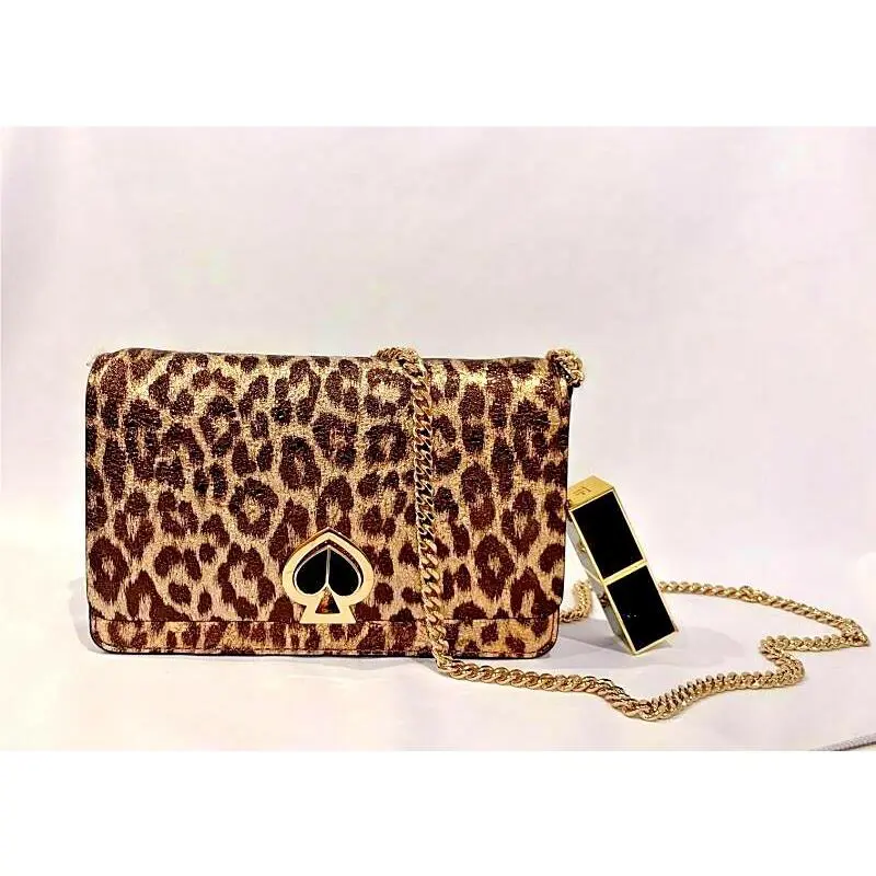 Kate Spade NY Nicola Italian Leather Metallic Leopard Twistlock Convertible