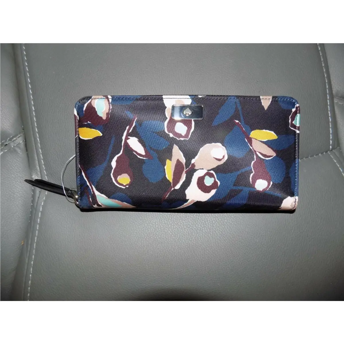 Kate Spade Black Multi Dawn Paper Rose Large Continental Zip Wallet New