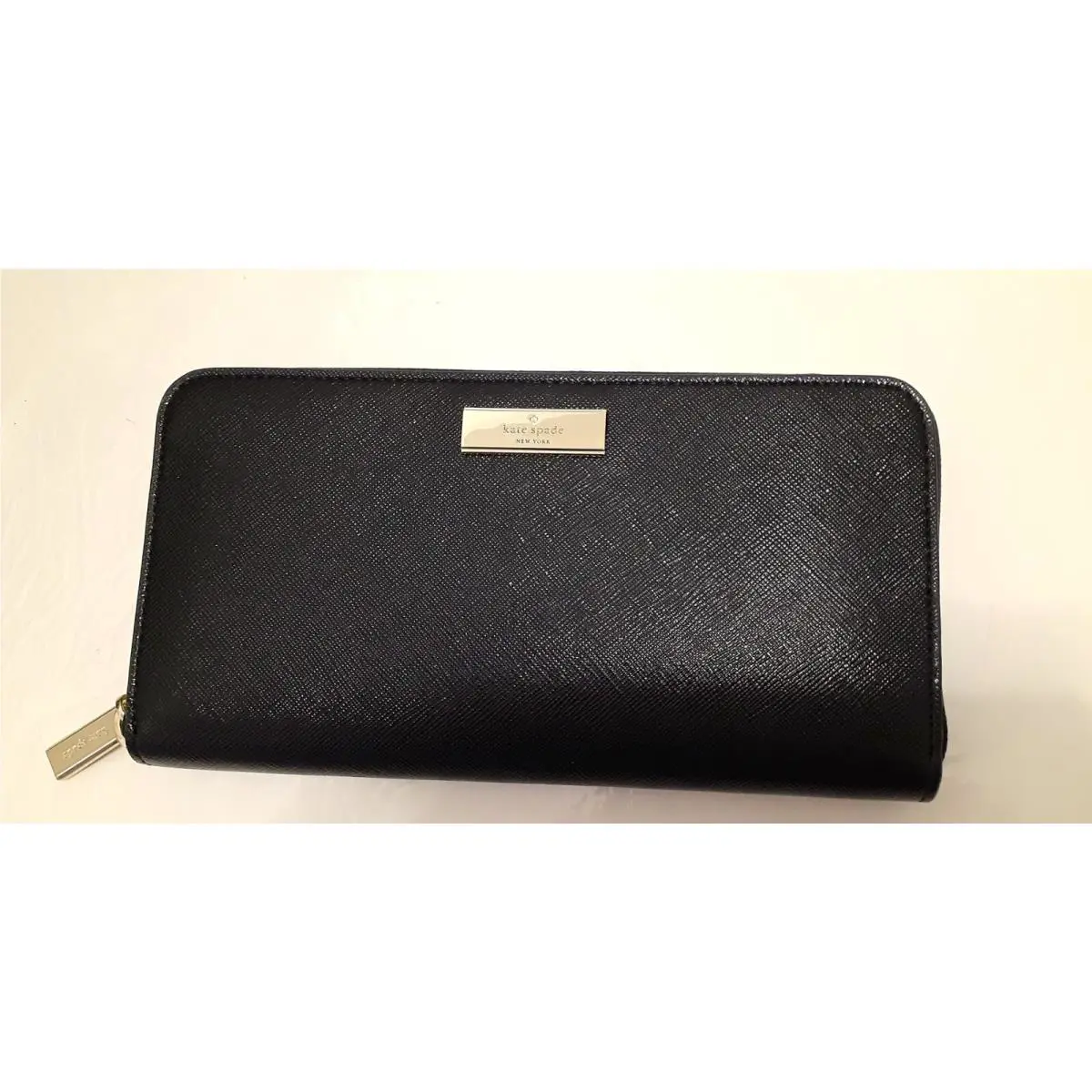 Kate Spade KK041 Black Large Kenzie Patent Saffiano Continental Wallet-nwt